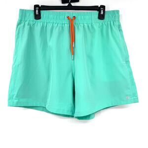 Amazon Brand Mens Green Compression Swim Trunks Lined Drawstring Large 34 NWT